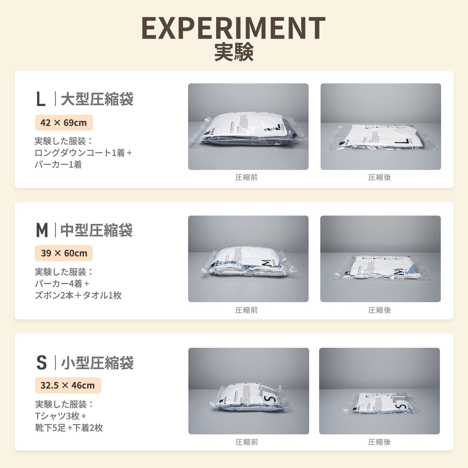 Pack Allの圧縮収納袋。耐久性のあるファスナーで安心して使用できます。