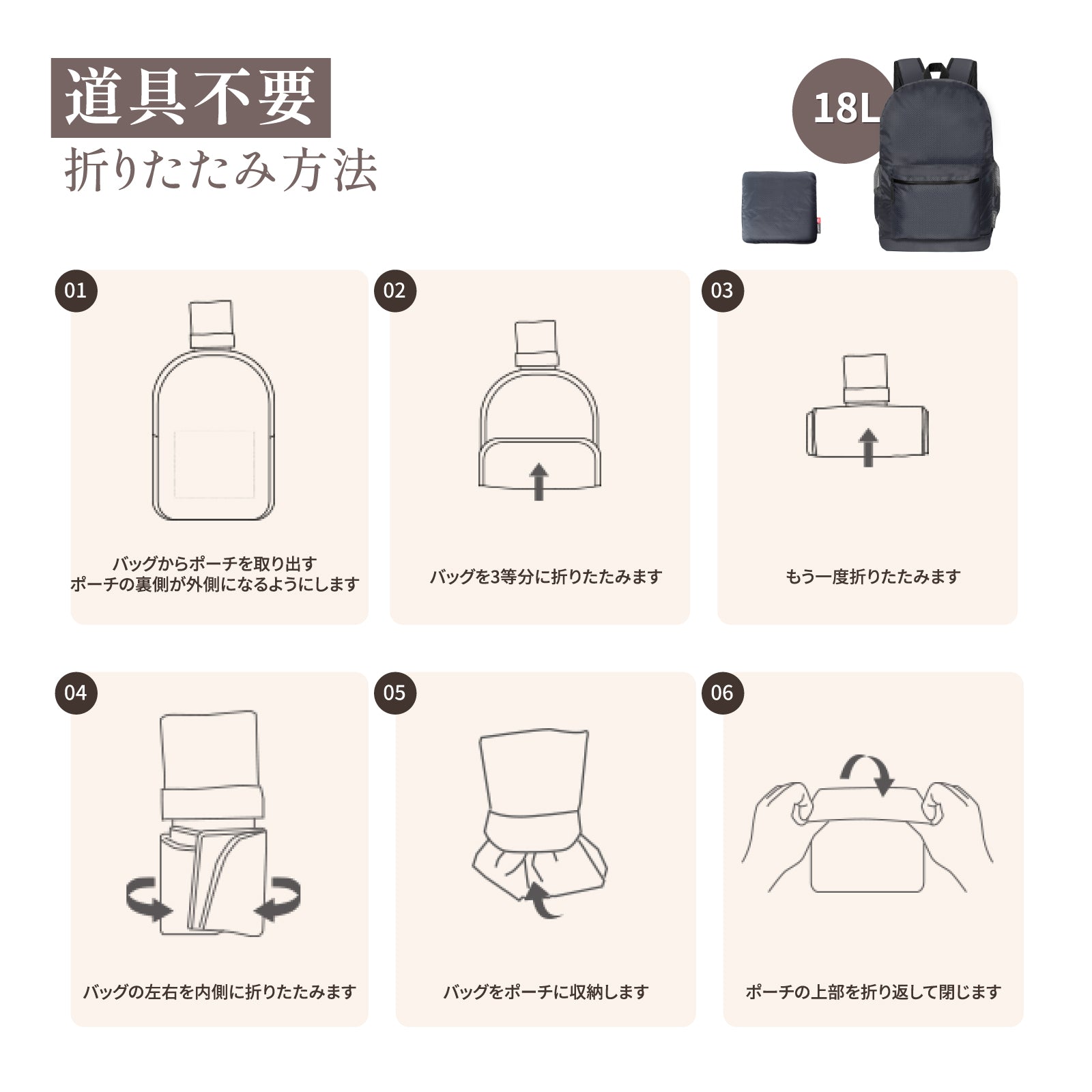 Pack Allの防水バックパック。トラベルバックパックで日常整理収納に最適。