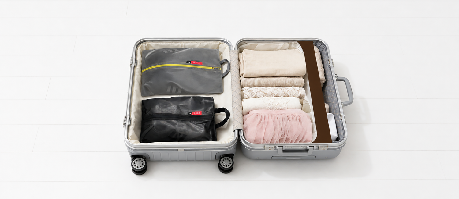 pack all高品質な旅行収納用品と一般的な収納用品の比較イメージ